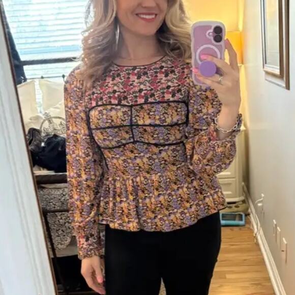 Hofmann Copenhagen Floral Peasant Blouse Size 8 Peplum Cottage Designer $325 - Picture 10 of 10